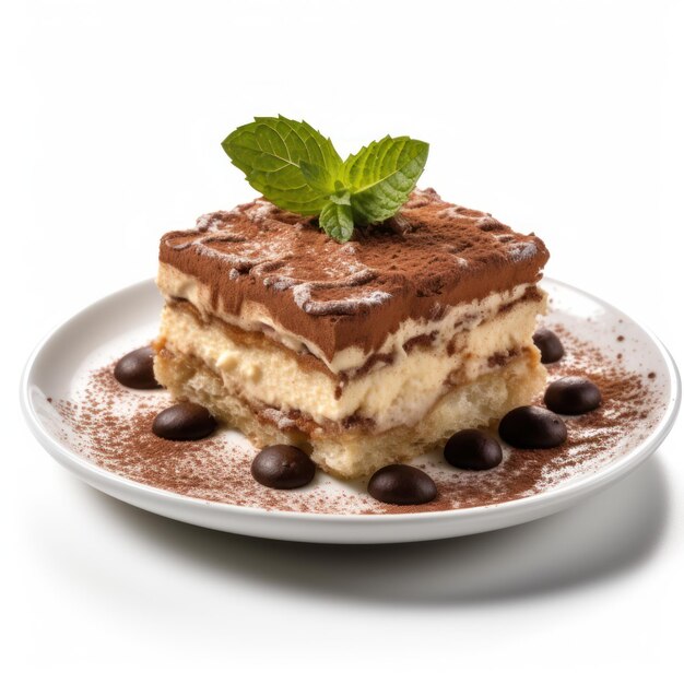 Köstliches italienisches Tiramisu-Dessert auf einem Teller. Generative KI mit hochauflösenden Bildern