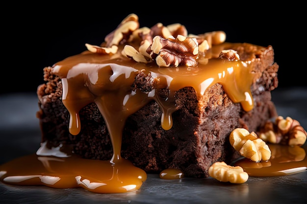 Köstliches Nuss-Schokoladen-Brownie-Bild mit KI-Technologie