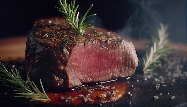 Köstliches saftiges Fleischsteak, das auf dem Grill kocht