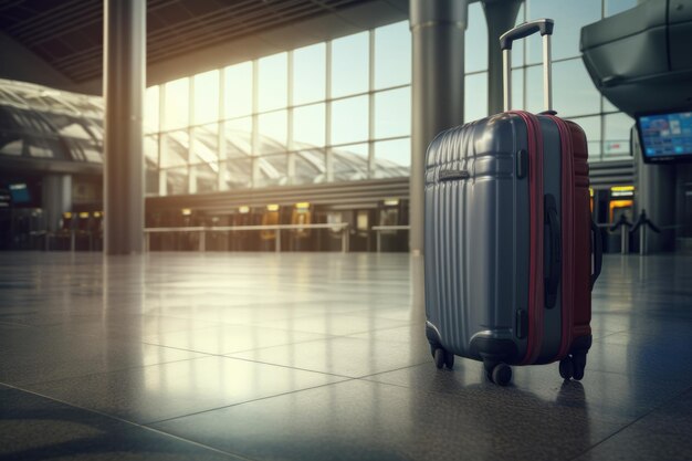 Koffer im leeren Flughafenkorridor Reisekonzept