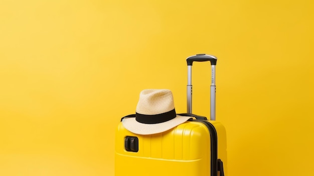 Koffer mit Sommerhut-Hintergrund Illustration AI GenerativexA