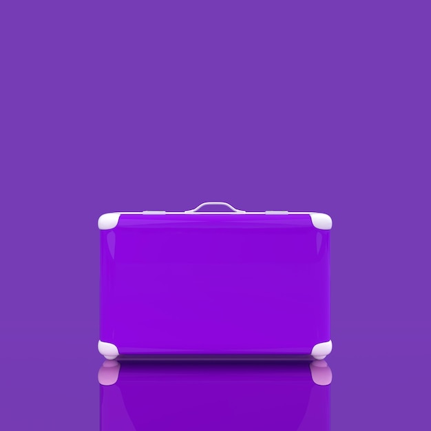 Foto koffer vor lila hintergrund