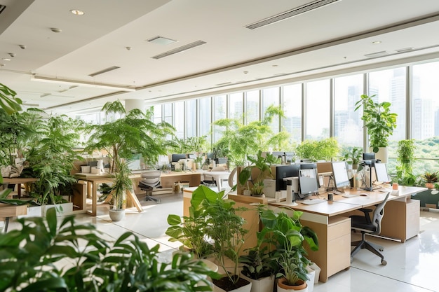 Ökofreundliche Bürooase Moderne Nachhaltigkeit trifft auf Kreativität