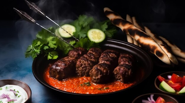 Kofta de carne árabe grelhada