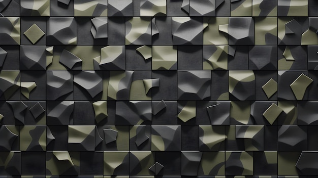 Kohlenstoff-Textur Militärische Tarnung Hintergrund Zufällige Größe Kleine Puzzle-Fliesen ausgerichtet