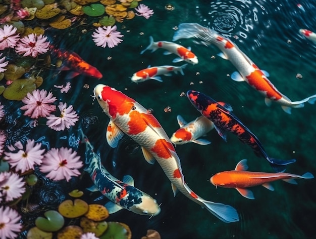 Koi-Fische im Wasser