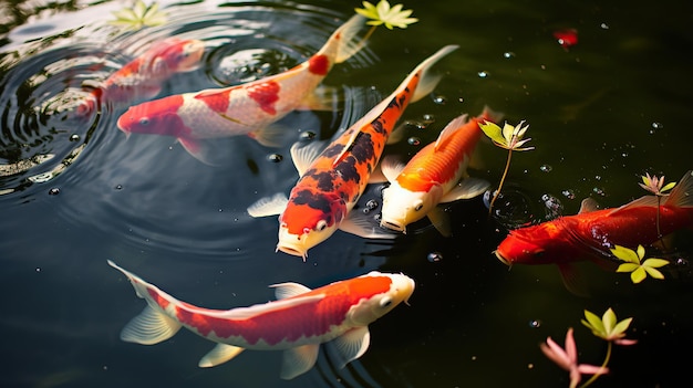 Koi-Karpfen in klarem Wasser Generative AI