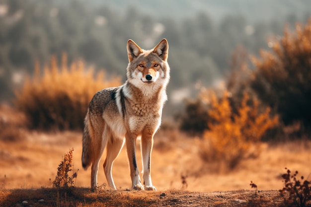 Kojote in der Savanne Tier in der natürlichen Umgebung Porträt eines wunderschönen Kojoten