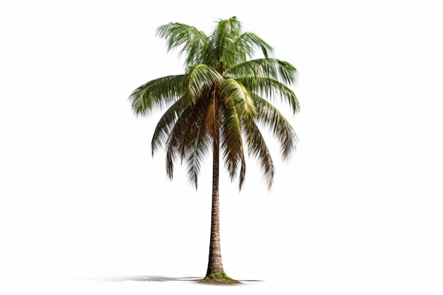 Foto kokosnussbaum isoliert auf weißem hintergrund