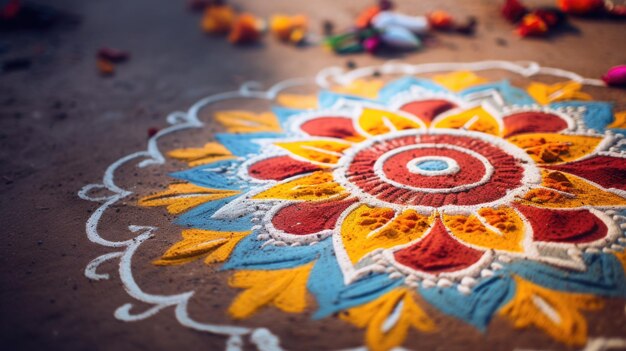 Foto kolam mandala india tradición feliz vista superior