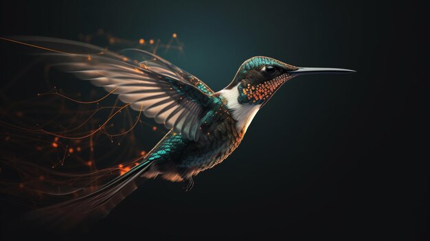 Kolibri auf schwarzem Hintergrund generative KI