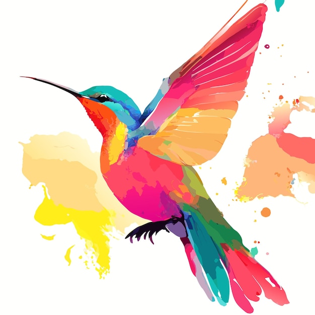 Kolibri-Foto mit Aquarell-Kunst