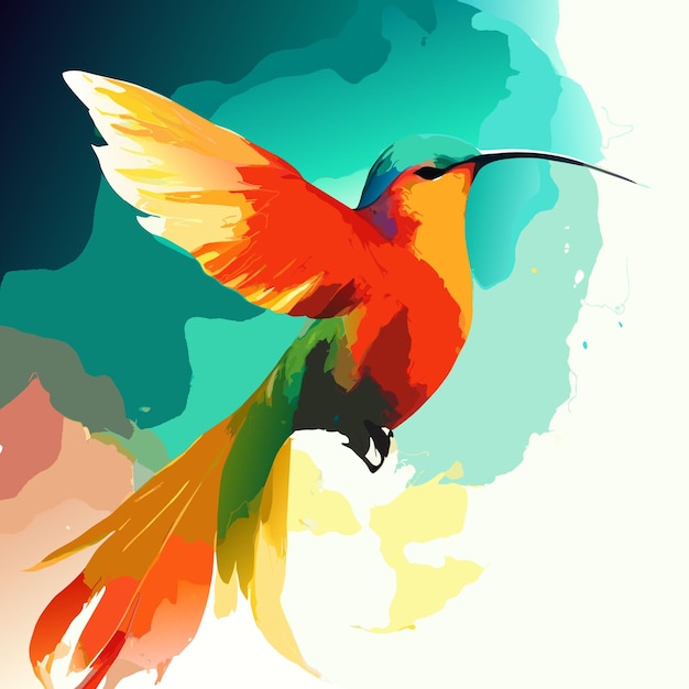 Kolibri-Foto mit Aquarell-Kunst
