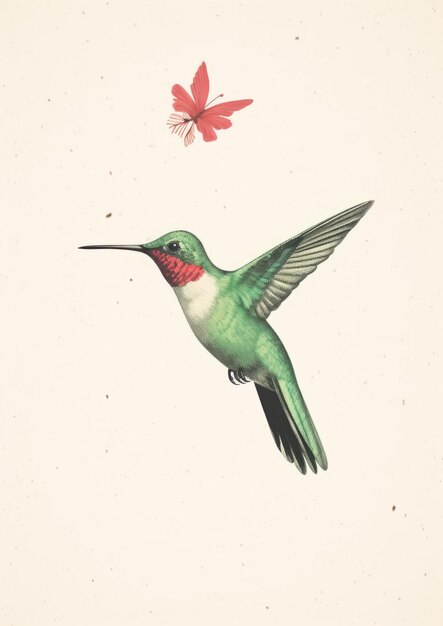 Foto kolibri im flug aquarellgemälde vektorillustration