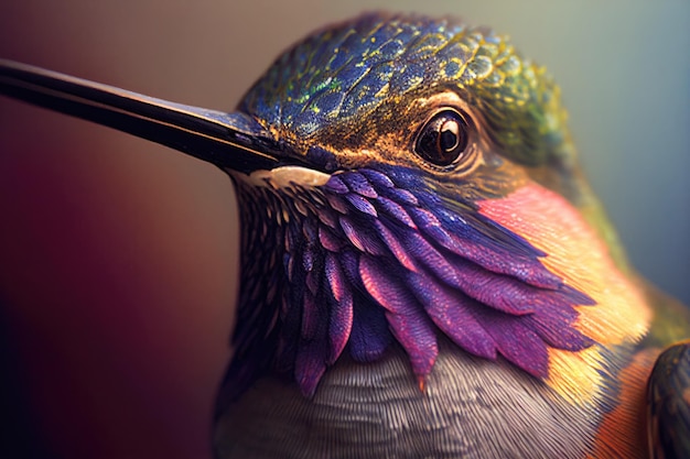 Kolibri Nahaufnahme Makro detailliert Portrait von bunten Vögeln und Wildtieren