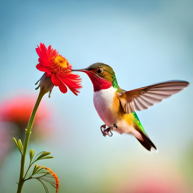 Kolibri nippt an Nektar aus einer Blüte