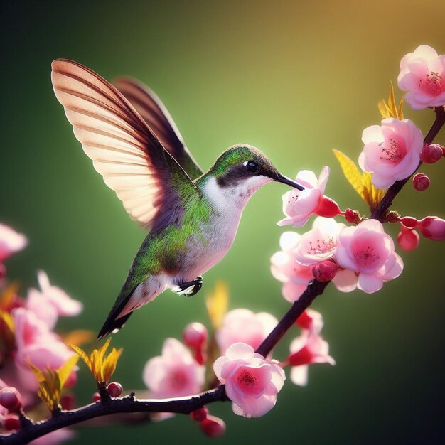 Foto kolibri trinkt nektar