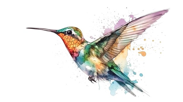 Kolibri-Vogel gemalt in Aquarell generativer KI