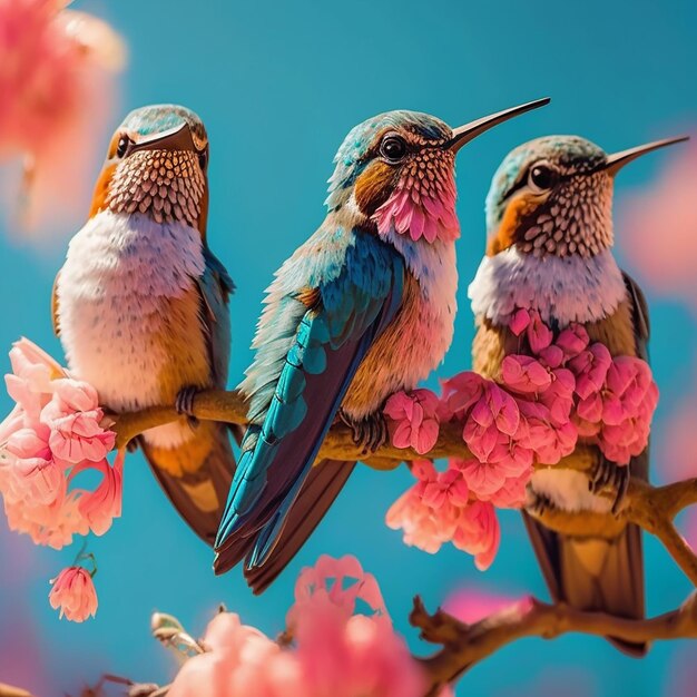 Kolibris fliegen und essen