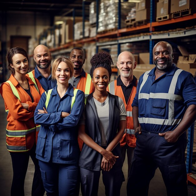 Kollaborative Gruppe verschiedener Industriearbeiter