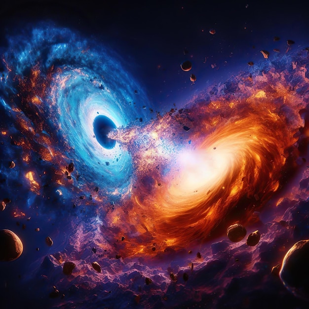 Kollision zweier Galaxien Ein schwarzes Loch im Kern zieht Materie aus der anderen Galaxie an