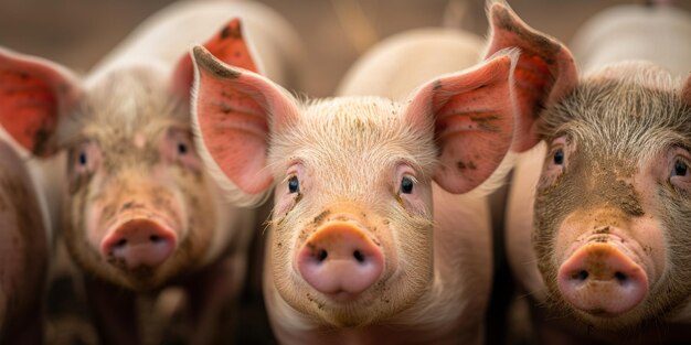 Ökologische Schweine und Ferchen auf dem Inlandsbetrieb Generative KI