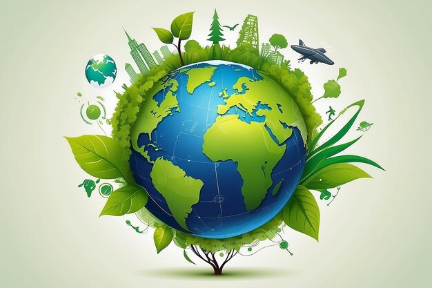 Ökologisches Konzept der grünen Erde mit Kommunikation