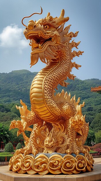 kolossaler goldener chinesischer Drache