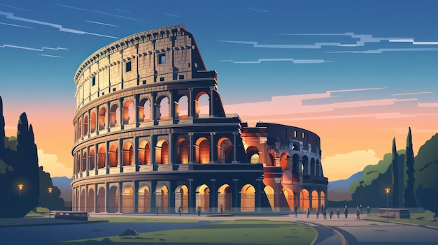 Kolosseum-Poster am Abend mit Blick auf den blauen Himmel