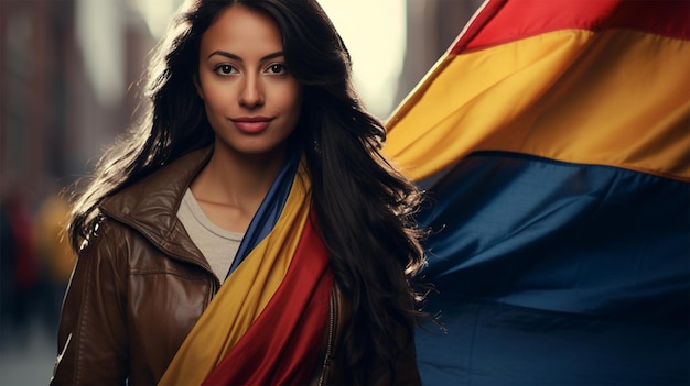 Kolumbianer mit ihrer Flagge