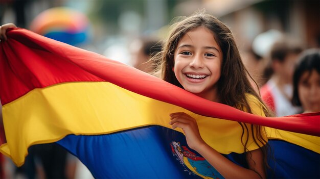 Kolumbianer mit ihrer Flagge