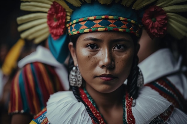 Kolumbianische Festivalmasken authentische lokale Outfits große Stiefel leuchtende Farben aufgeschlitzte Gesichter Karneval Generative KI