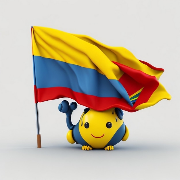 Kolumbianische Flagge niedliche wilde kolumbianische Flaggenillustration im Comic-Stil
