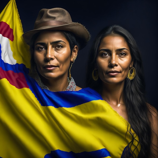 Foto kolumbianische menschen mit ihrer flagge colombianische menschen colombian flagglatam