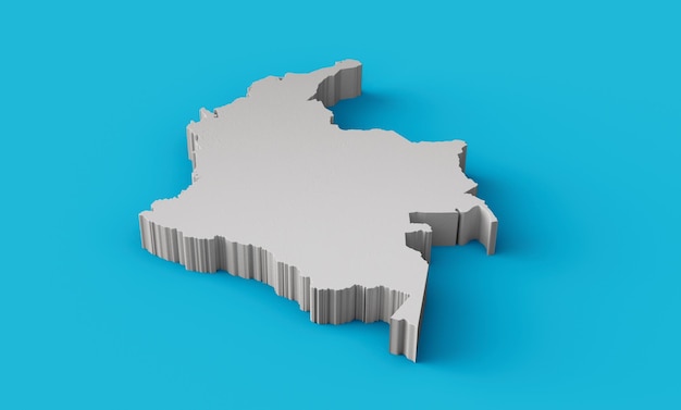 Kolumbien 3D-Karte Geographie Kartographie und Topologie Sea Blue Oberfläche 3D-Darstellung