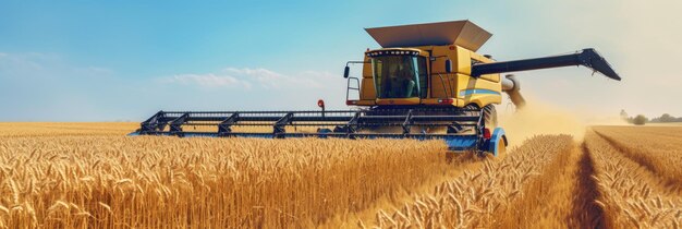 Kombiner, der Weizen aus dem Feld erntet