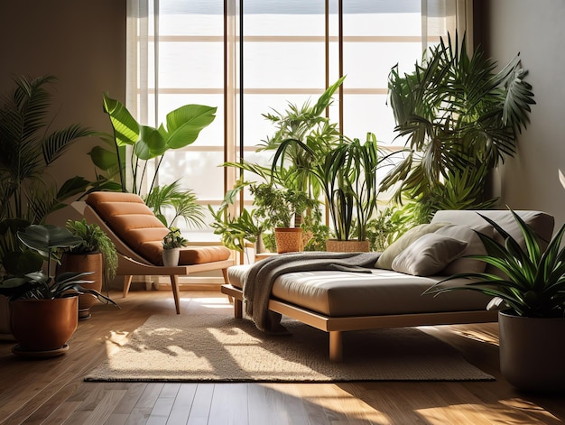 Komfortables, modernes Zimmer mit stilvollen Möbeln
