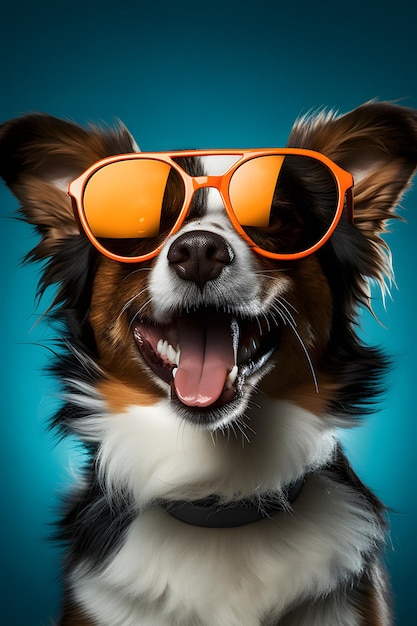 Komischer Hund mit Sonnenbrille