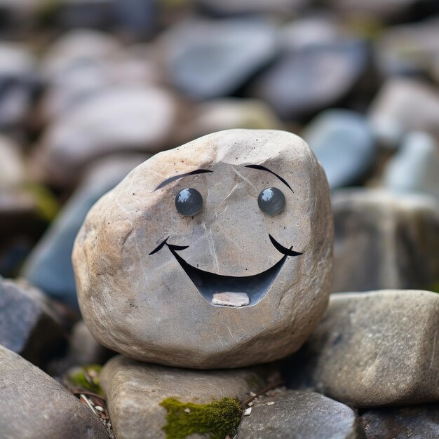 Foto komischer rock mit einem freundlich lächelnden gesicht