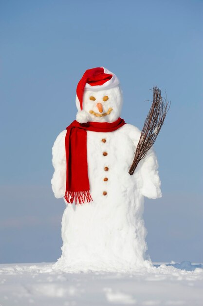 Foto komischer schneemann im schnee