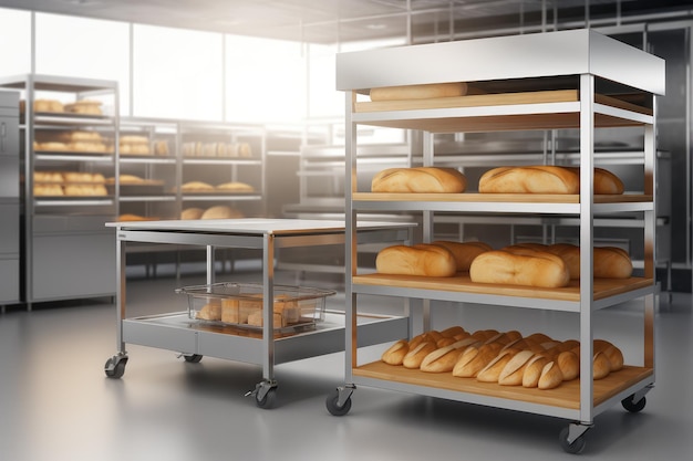 Kommerzielle, professionelle Bäckereiküche, AI generierte Illustration