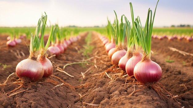 Kommerzielles Stockfoto Zwiebeln im Obstgarten