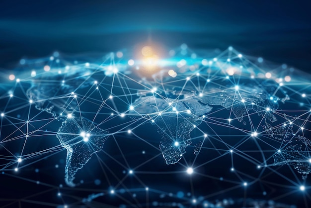 Kommunikationstechnologie für Internetgeschäfte Globale Netzwerke verbinden Kryptowährungen