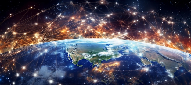Kommunikationstechnologie für Internetgeschäfte Globales Weltnetz und Telekommunikation auf der Erde