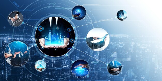 Kommunikationstechnologie intelligente Verbindung und Menschen Netzwerktechnologie vexel
