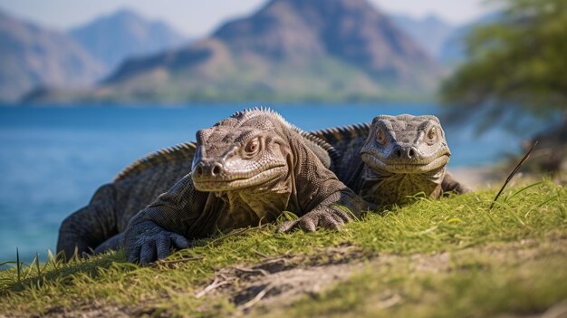 Komodo-Drachen in ihrer natürlichen Umgebung