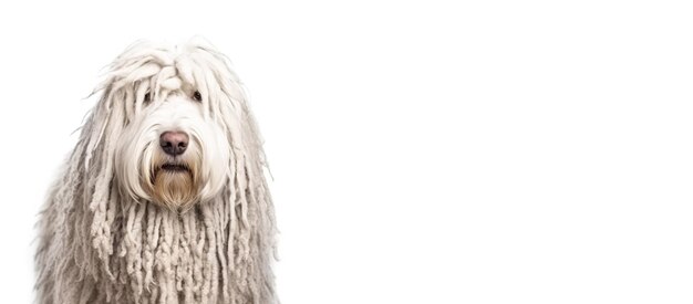 Komondor pastor húngaro de pura raza hermosa raza de perro de fondo de la naturaleza