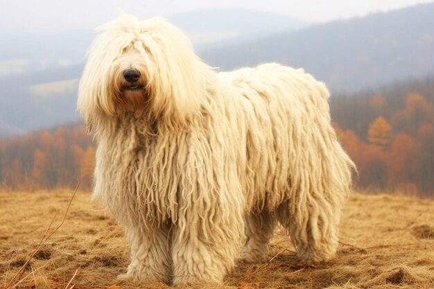 Komondor ungarischer Schäferhund reinrassiger schöner Hunderasse Hintergrund Natur