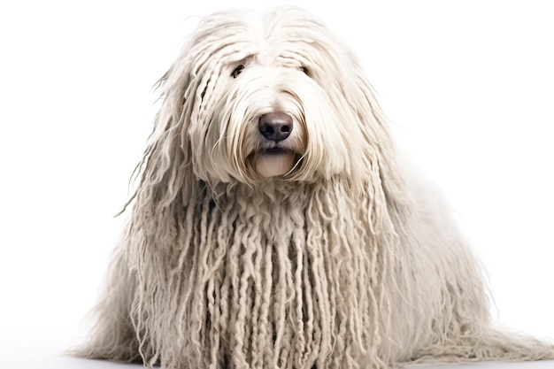 Komondor ungarischer Schäferhund reinrassiger schöner Hunderasse Hintergrund Natur