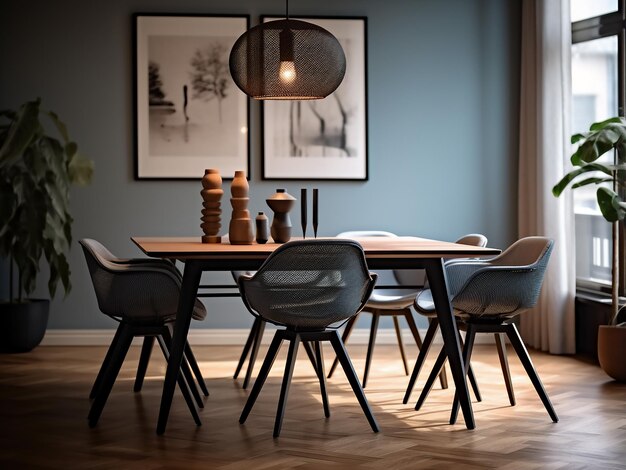 Kompakte funktionale Möbel im Esszimmer, intelligentes Interieur für das Abendessen, KI-Generation